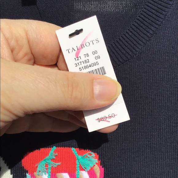 NWT Talbots Navy Blue Llama With Pom Pom Detail - Picture 5 of 5